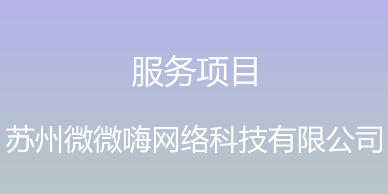 服务项目 - 苏州微微嗨网络科技有限公司